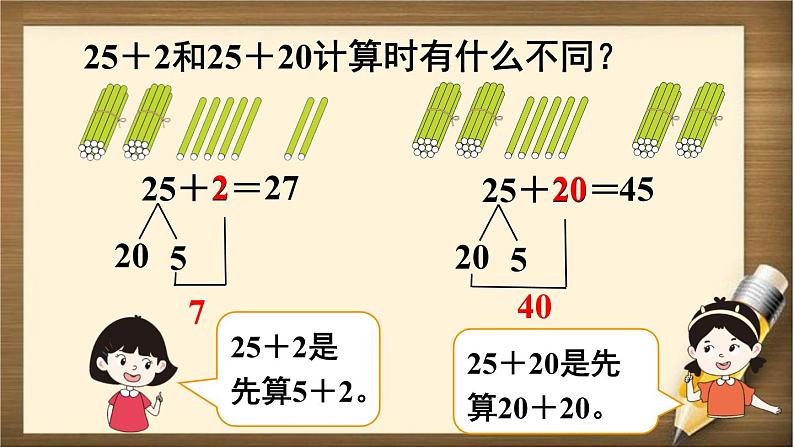 人教版数学一年级下册：6.2 第1课时 《两位数加一位数（不进位）、整十数》课件06