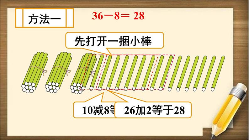 人教版数学一年级下册：6.3 第2课时 《两位数减一位数（退位）》课件第4页