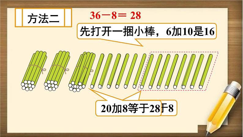 人教版数学一年级下册：6.3 第2课时 《两位数减一位数（退位）》课件第5页