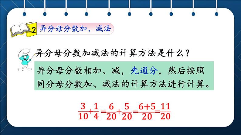 人教版五年级数学下册  第9单元 总复习 第3课时  分数的加减法 课件05