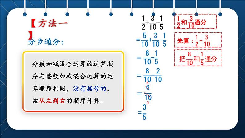 人教版五年级数学下册  第6单元 分数的加法和减法 第4课时  分数加减混合运算 (课件)05