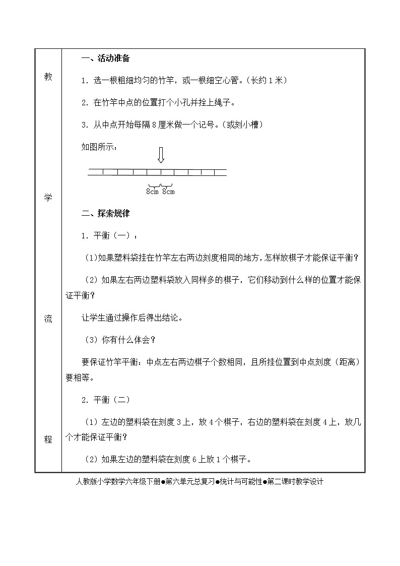 人教版六年级数学下册第6单元之有趣的平衡问题教案02