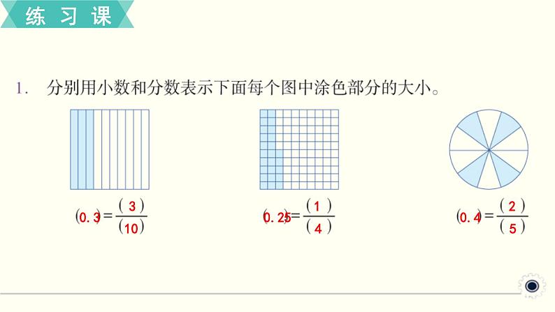 人教版数学五下 练习十九 分数的意义和性质（9） PPT课件第2页