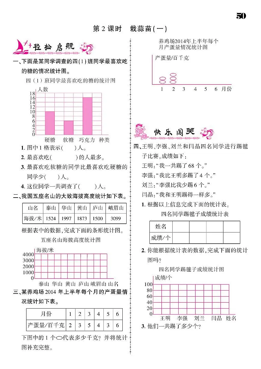 2021春北师大版四年级下册数学试题 第6单元 数据的表示和分析 同步练习第2页