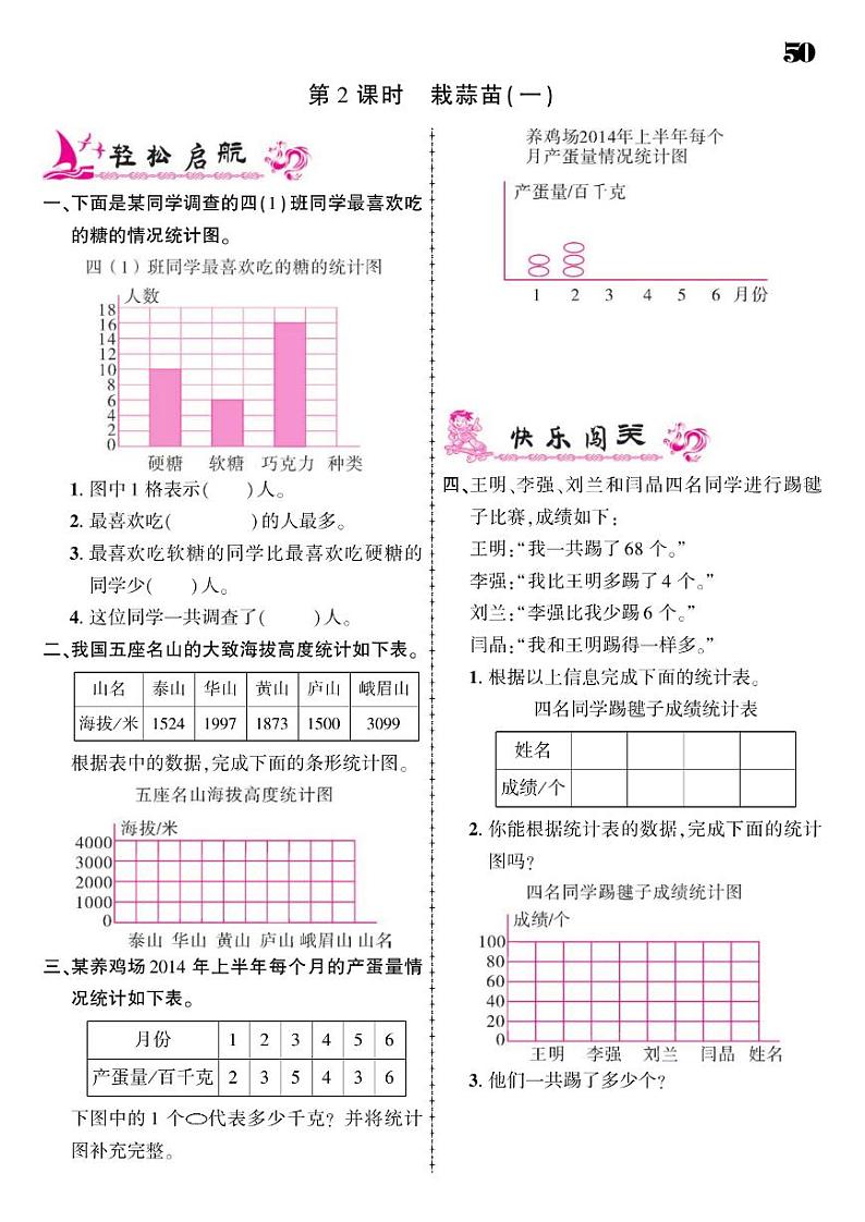 2021春北师大版四年级下册数学试题 第6单元 数据的表示和分析 同步练习02