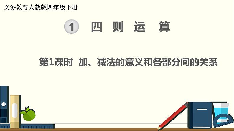 人教版数学四下 1.1 加、减法的意义和各部分间的关系 精品课件01