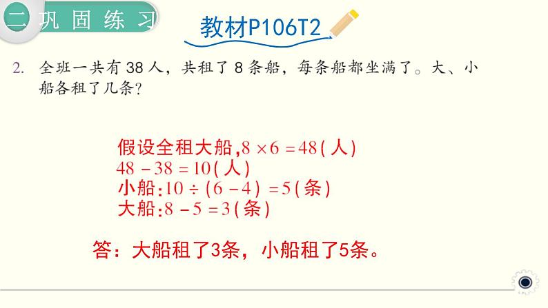 人教版数学四下 9.2 数学广角 ——鸡兔同笼练习课 精品课件05