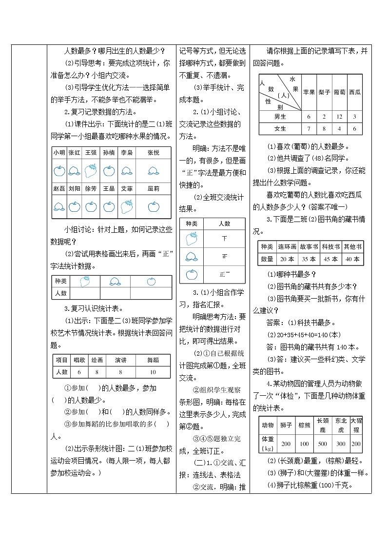 二年级数学下册10总复习第4课时统计和数学广角__推理导学案新人教版第2页