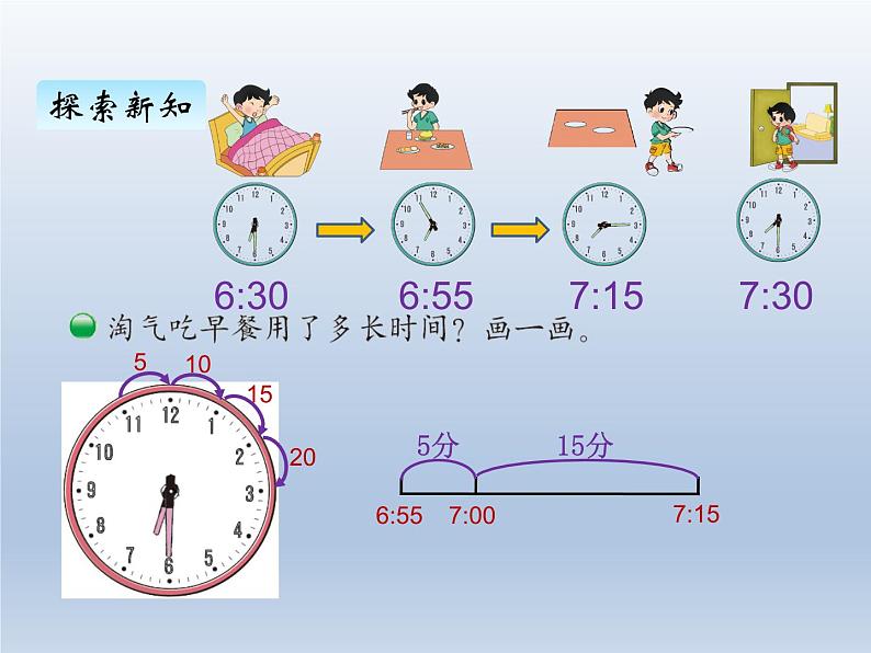 北师大版二年级数学下册七、3淘气的作息时间课件第4页