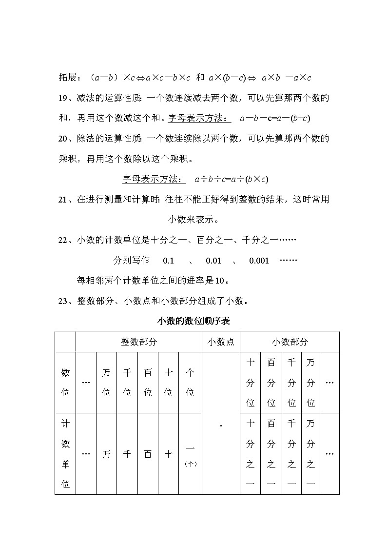 四年级下学期数学重点内容 学案03
