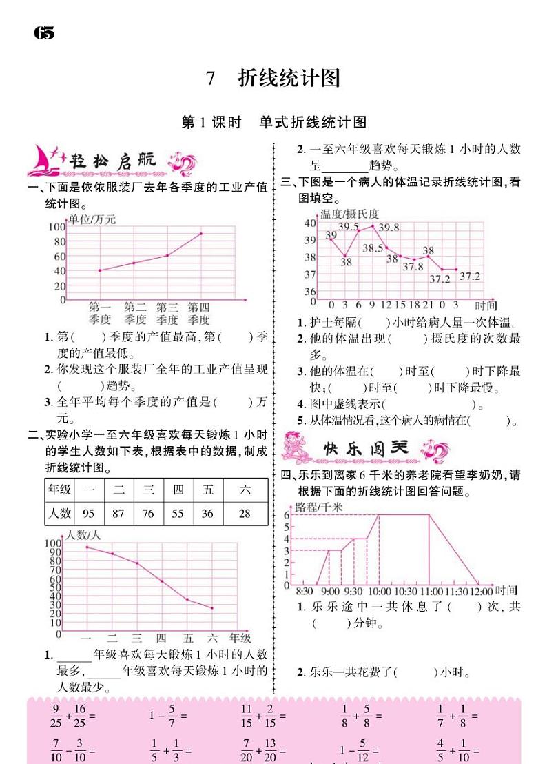 2021春人教版五年级下册数学试题 第7单元 折线统计图课时练（PDF无答案）人教版01