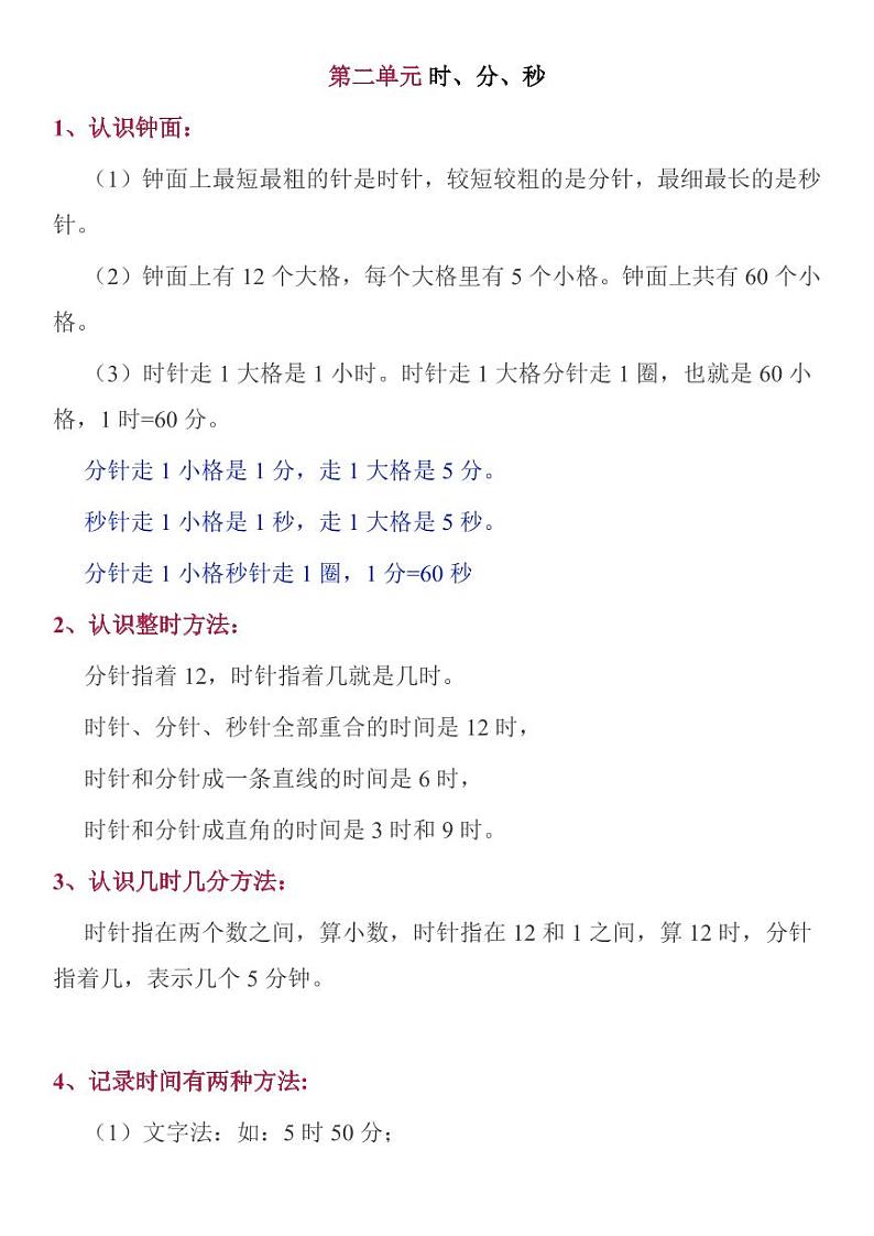 苏教二年级数学下全册名校精编知识点归纳02