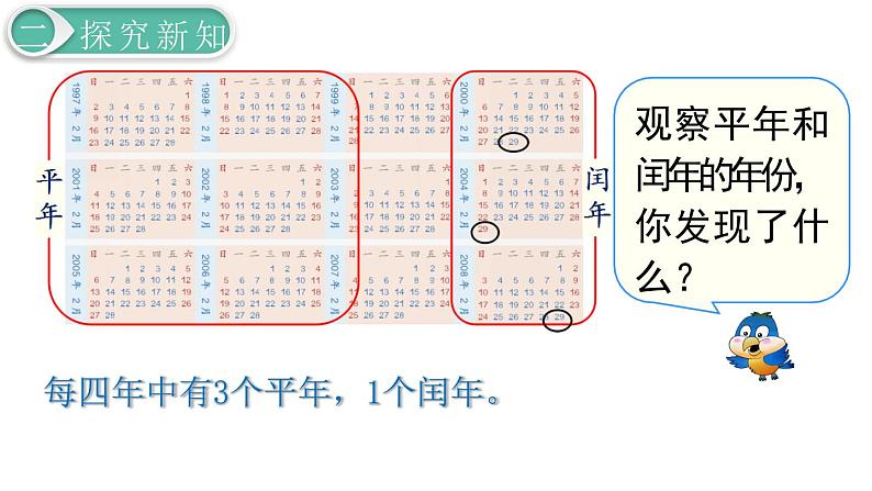 义务教育人教版三年级数学下册第6单元第2课时 认识平年、闰年第7页