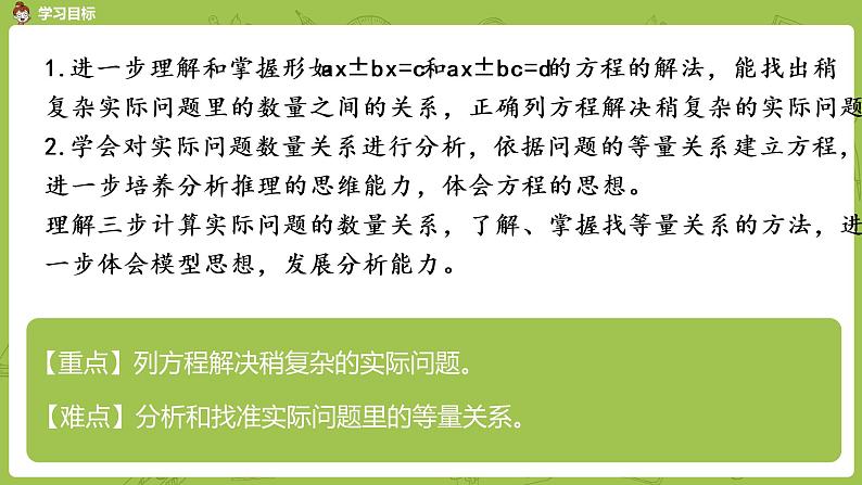 苏教版五年级数学下册 第一单元 列方程解实际问题练习（PPT课件）第2页