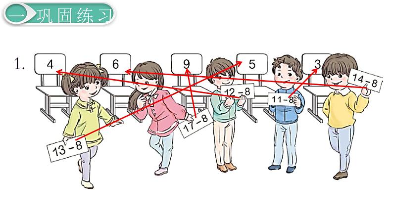 义务教育人教版一年级数学下册第2单元  20以内的退位减法第5课时  练习课第2页