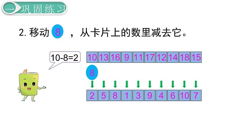 义务教育人教版一年级数学下册第2单元  20以内的退位减法第5课时  练习课第3页