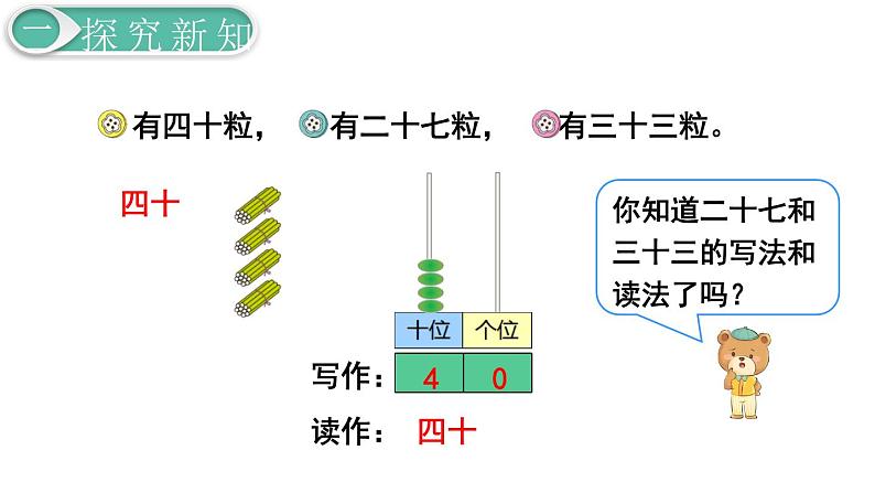 义务教育人教版一年级数学下册第4单元  100以内数的认识第3课时  读数、写数 课件06