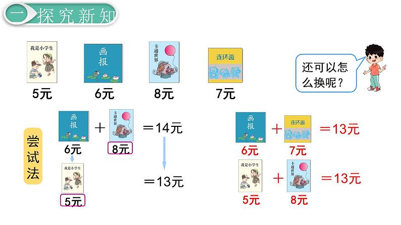 义务教育人教版一年级数学下册第5单元  认识人民币第4课时  简单的计算（2）第6页