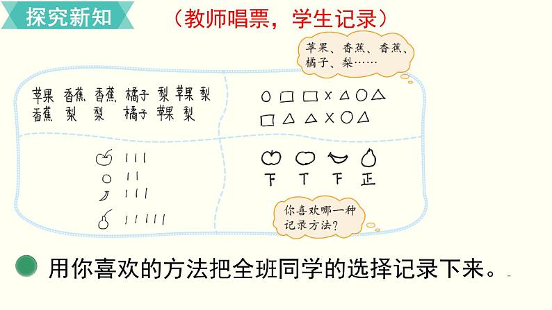 二年级北师大数学下第八单元  调查与记录 第2课时  最喜欢的水果 课件05