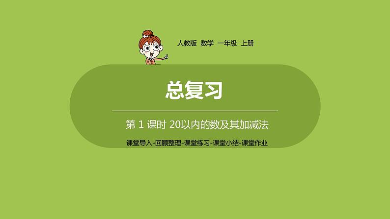 人教版 数学 一年级 上册 第9单元 总复习 第一课时 20以内的数及其加减法课件01