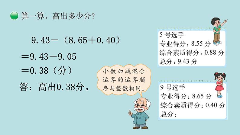 四年级北师大数学下册 第一单元  小数的意义和加减法    第8课时  歌手大赛课件08