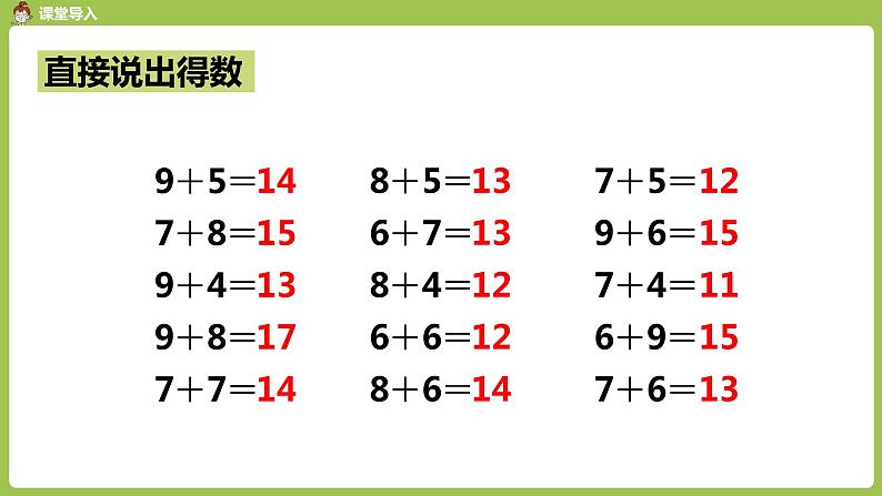 人教版 数学 一年级 上册 第8单元 20以内的进位加法 8、7、6加几 第二课l时 课件03