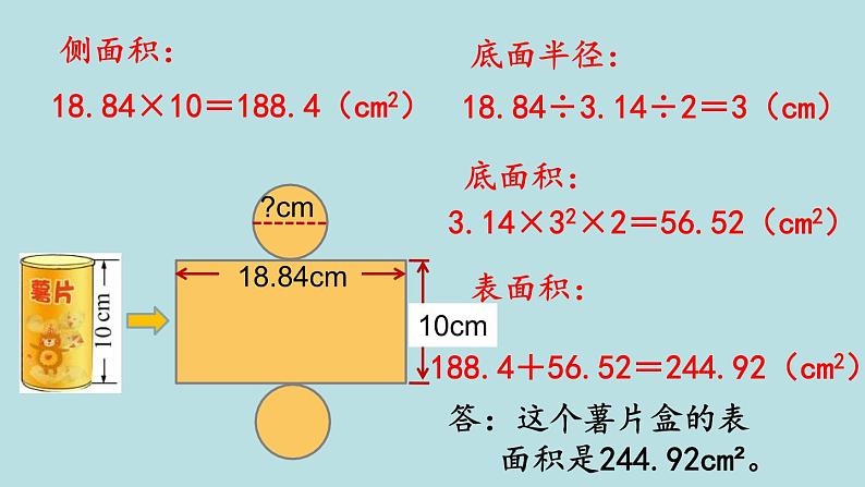 六年级北师大数学下册 第一单元  圆柱与圆锥  第3课时  圆柱的表面积（2） 课件05