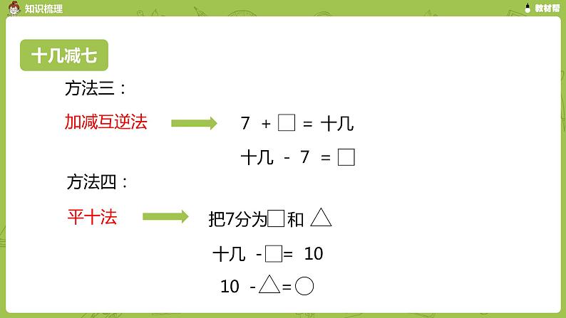 数学人教一（下）第2单元 20以内的退位减法 第12课时 整理和复习第4页