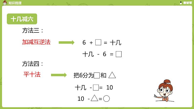 数学人教一（下）第2单元 20以内的退位减法 第12课时 整理和复习第6页