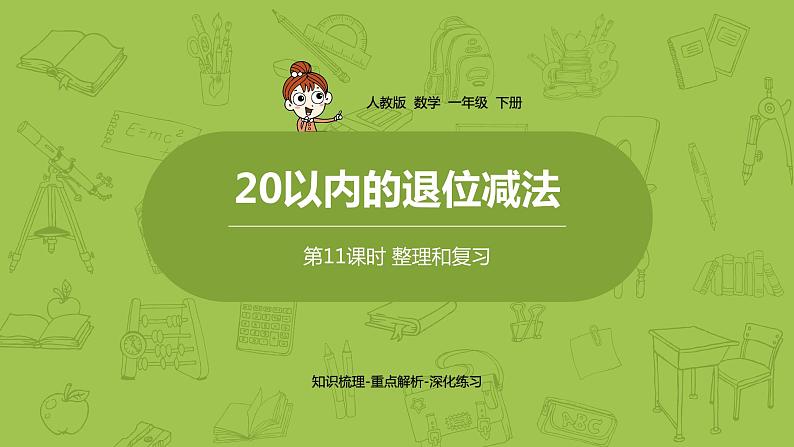 数学人教一（下）第2单元 20以内的退位减法 第11课时 整理和复习 课件01