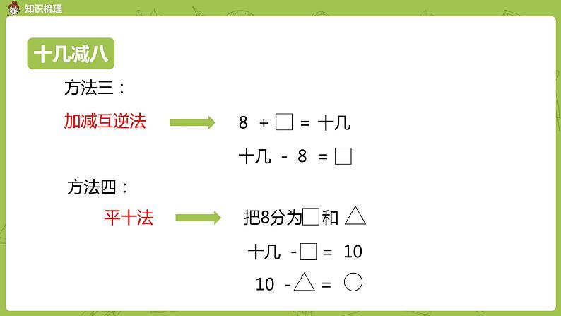 数学人教一（下）第2单元 20以内的退位减法 第11课时 整理和复习 课件06