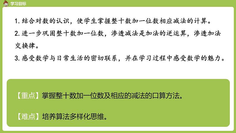 数学人教一（下）第4单元 100以内数的认识 第8课时  整十数加一位数和相应的减法 课件02