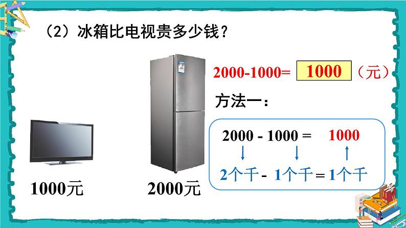 人教版二年级数学下册 7 万以内数的认识 第九课时 整百、整千数加减法课件06