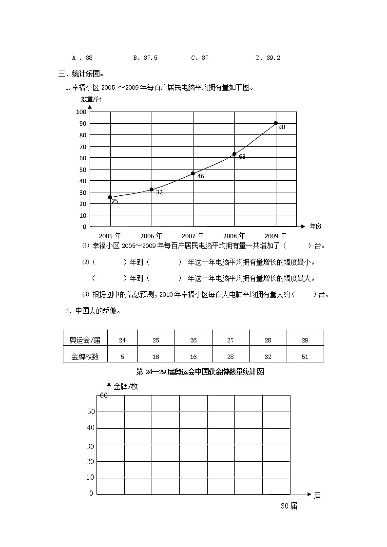 通用版数学六年级下册总复习专题：统计3 含答案 402