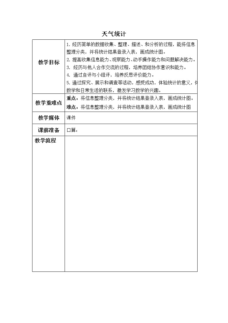 （沪教版）一年级数学下册教案 天气统计 101