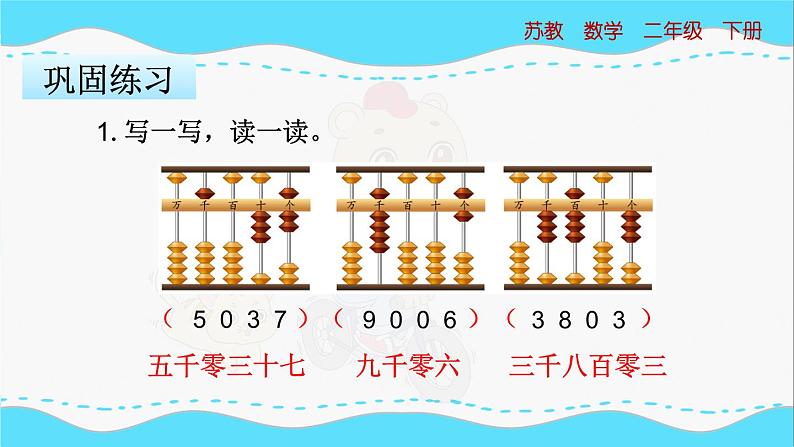 苏教版数学二年级下册：4.5《 万以内数的读写（中间有0）》PPT课件07