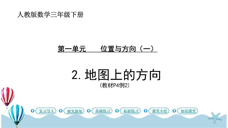 人教版数学三年级下册：1.2《地图上的方向》PPT课件01