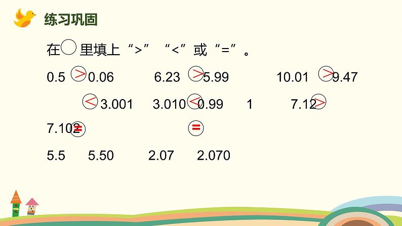 人教版小学数学三年级下册 7.2《小数的大小比较》PPT课件07