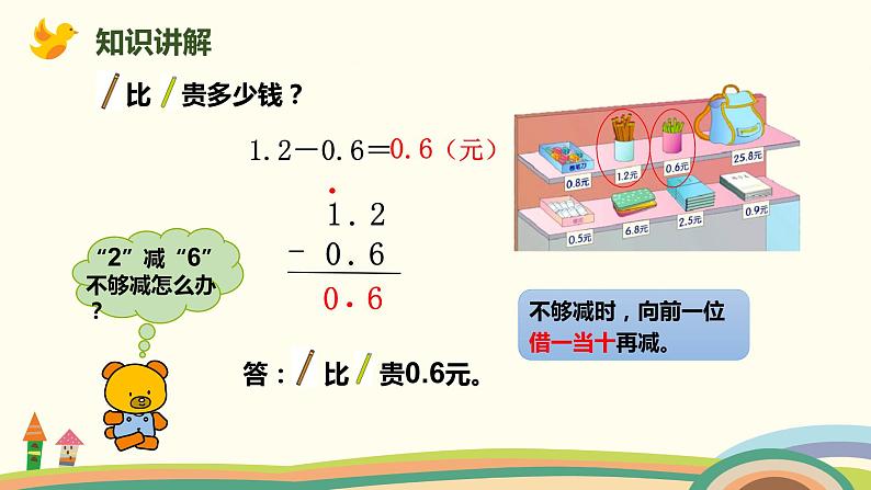 人教版小学数学三年级下册 7.3《简单的小数加、减法》PPT课件第8页