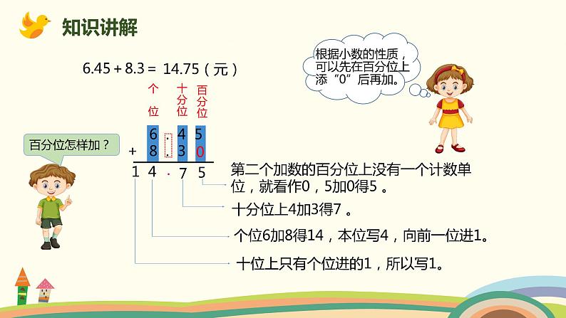 人教版小学数学四年级下册 6.2《小数部分位数不同的小数加减法》PPT课件05