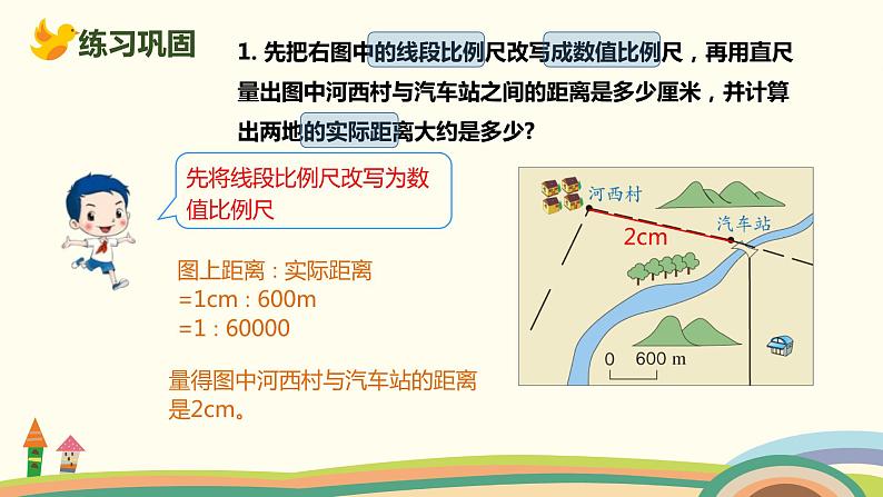 人教版小学数学六年级下册 4.3.2《比例尺（求实际长度）》PPT课件07