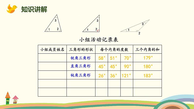 北师版小学数学四年级下册 2.3《探索与发现：三角形内角和》PPT课件05