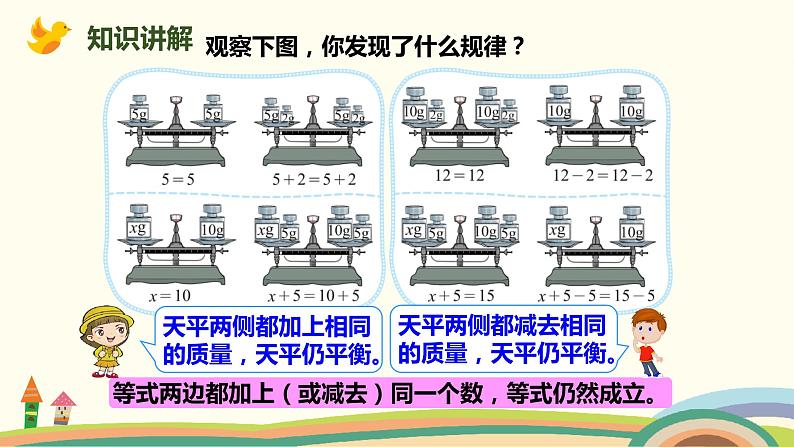 北师版小学数学四年级下册 5.5《解方程（一）》PPT课件04