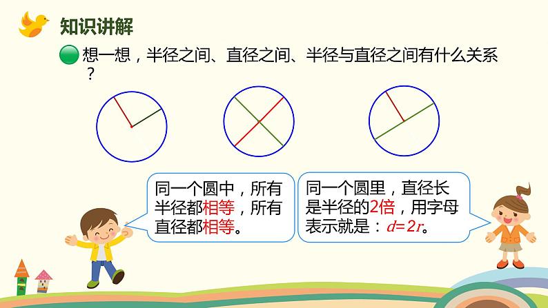 北师大版数学六年级上册 1.1 《圆的认识（一）（圆的各部分名称及关系）》PPT课件07