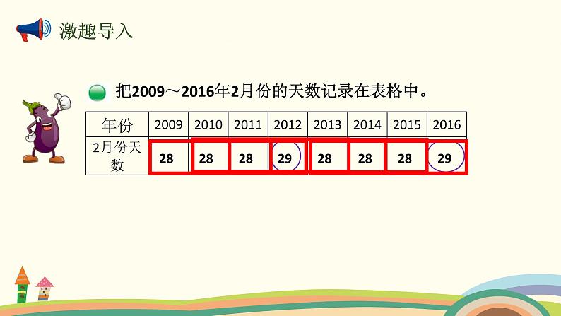 北师大版数学三年级上册  7.2《看日历（认识平年、润年）》PPT课件02