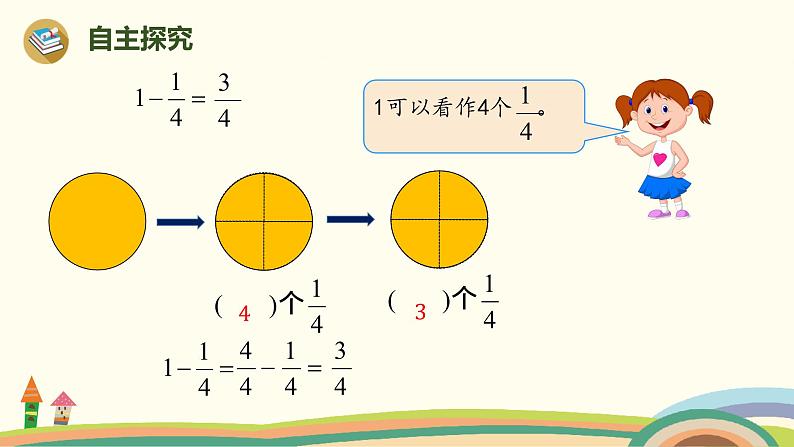 人教版小学数学三年级上册  8.6《 1减几分之几》PPT课件03