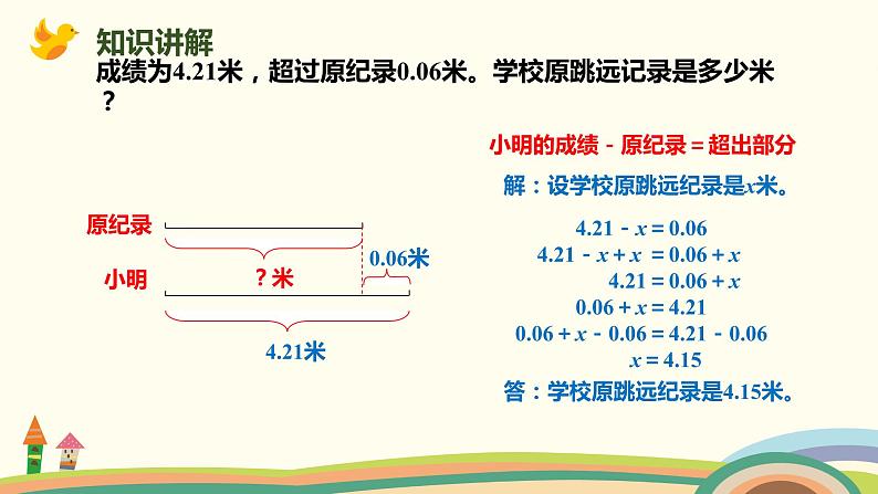 人教版数学五年级上册 5.1《0 用形如x±a=b的方程解决问题》PPT课件04