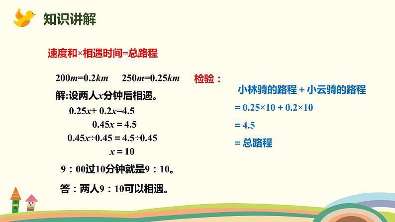 人教版数学五年级上册 5.1《4 用方程解决行程问题》PPT课件04