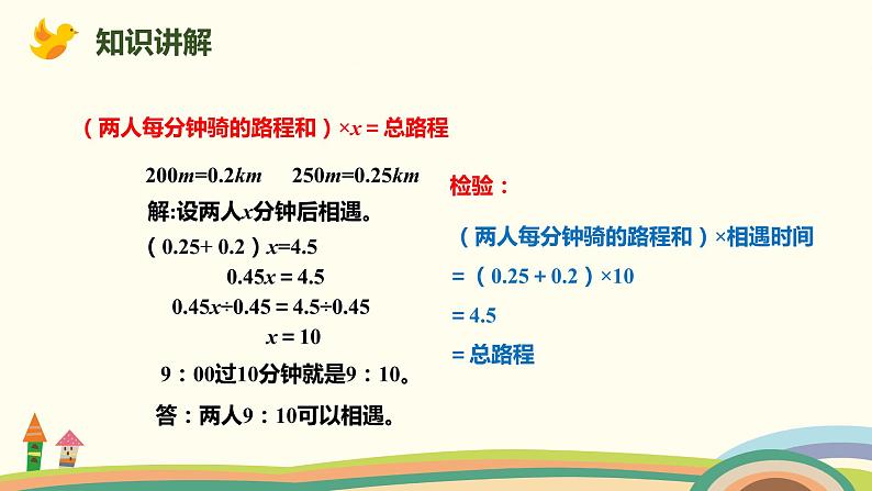 人教版数学五年级上册 5.1《4 用方程解决行程问题》PPT课件05