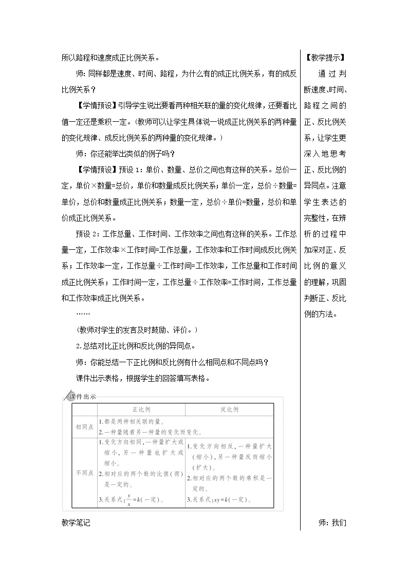 【精品】人教版六年级下册数学 第4单元比例2正比例和反比例练习课正比例和反比例教案02